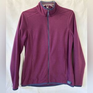 LL BEAN PURPLE PLUM FLEECE JACKET LONG SLEEVE FULL ZIP UP MOCK NECK WOMENS MED